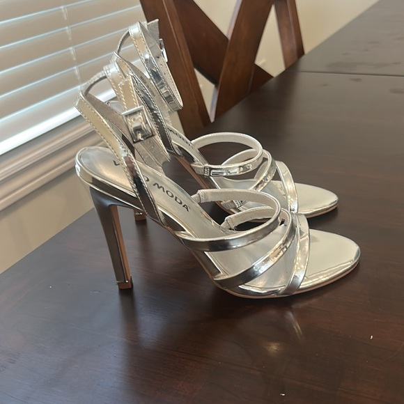 VERA MODA Becca Ankle Strap Pin Heel Open Toe Stilettos Sandals Silver - Picture 16 of 16